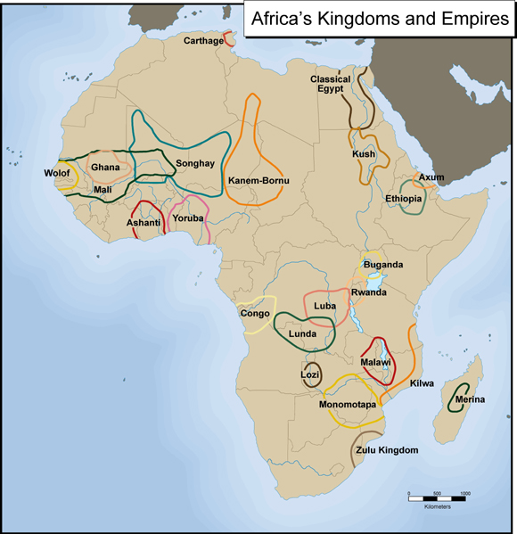 map of Africa with different tribes